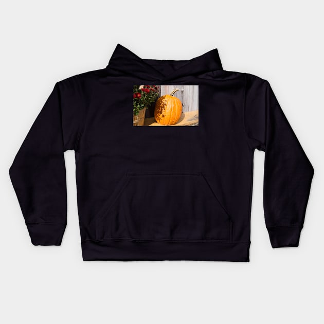 pumpkin on the bench Kids Hoodie by sma1050